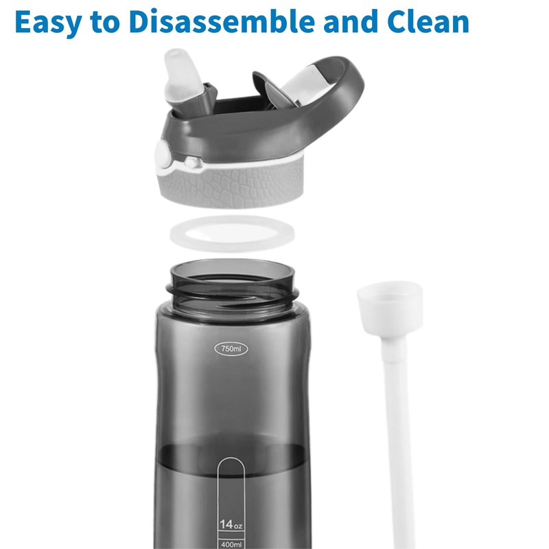 TCKJ 25oz Water Bottle with Straw, Clip, Handle & Marker,