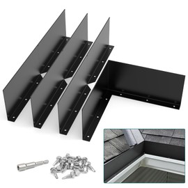 Daisypower Gutter Valley Splash Guards,4 Pcs Foldable Rainwater Roof Rain Diverter Downspout Gutter Guards for House Shingle Straight Roofs Corner (Black)