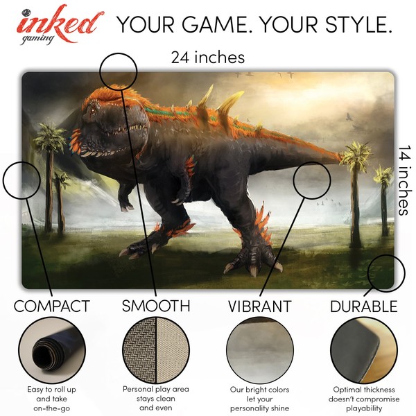 Inked Playmats Tyrannosaur Playmat Inked Gaming TCG Game Mat for Cards