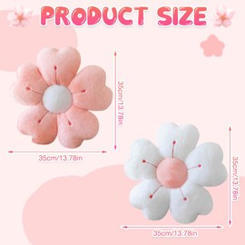 HOVCEH Daisy Pillow, 2 Pack Flower Pillow, 35cm Cute Flower-Shaped Floor Cushion, Pink + White Preppy Cushion Room Decor for Bedroom,Sofa, Couch