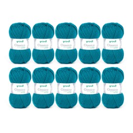 Gründl Classico Wolle (Oeko-TEX® Certified Knitting/Crochet Yarn Made of 50% Pure New Wool (Merino Superwash) & 50% polyacrylic, 50 g/120 m, Needle Size: 3.5-4.5, 10 Balls á 50 g), Petrol