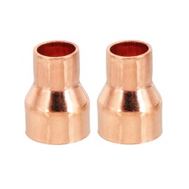 PATIKIL 9/16" to 3/8" ID Copper Reducer, 2pcs 99.9% Pure Copper Reducing Coupling Pressure Fitting Pipe Tube Connector Adapter with Sweat Solder Connection