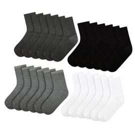 A2Z 4 Kids Boys Girls Pack Of 12 Kids Back to School Cotton Rich Plain - Socks 970s 970 12 Pack Black 3-6