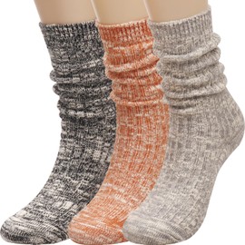 TINTAO 3 Pairs Women Winter Wool Cable Knit Crew Knee High Boot Socks,Size 5-11 W605
