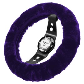 Andalus Brands Australian Sheepskin Steering Wheel Cover, Anti-Slip Universal 15 Inch Fuzzy Steering Wheel Cover Offers Plush Velvet-Like Touch, Eco-Friendly Fluffy Steering Wheel Cover (Dark Purple)