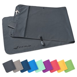 Fit Flip 3-Piece Towel Set with Zip Pocket + Magnetic Clip + Extra Sports Towel, Multifunctional Towel