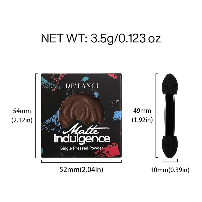 DE'LANCI Single Matte Brown Eyeshadow, Neutral Nude Brown Eyeshadow, Waterproof