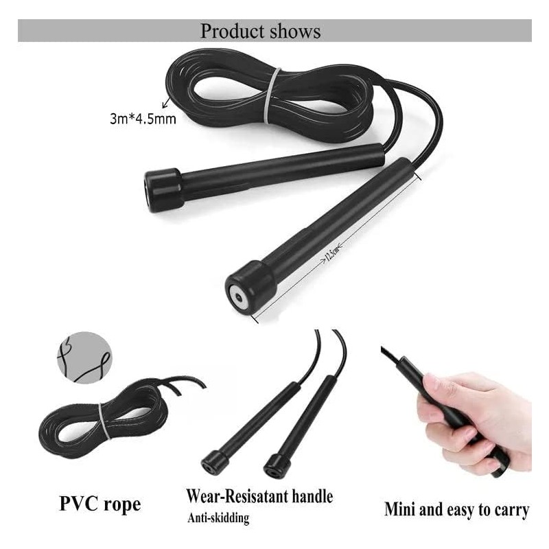 PVC Skipping Rope - Adjustable Length Jump Rope for Fitness,
