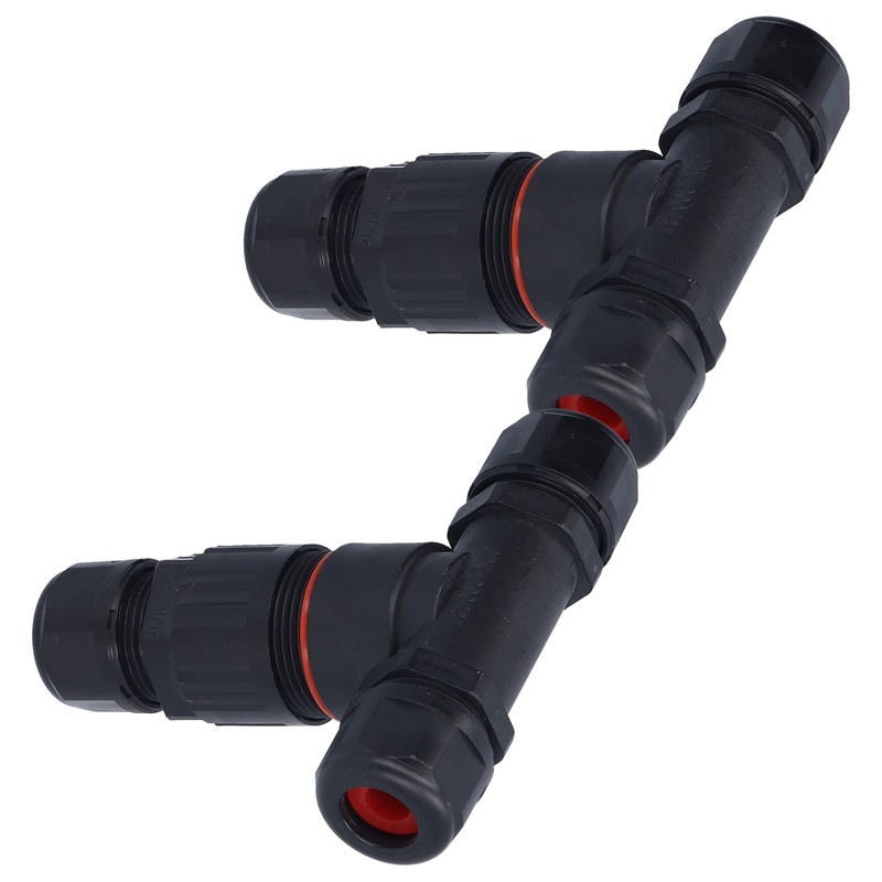 2Pcs 3 Way Junction Box Waterproof T Shape Cord Connector