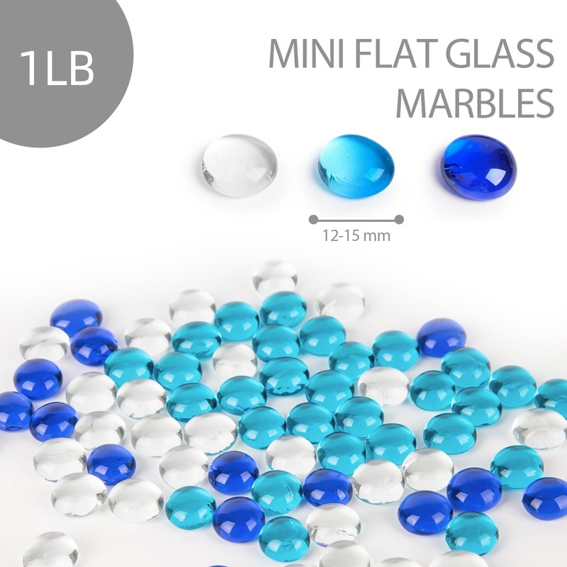 VGOODALL Mini Glass Beads 450g, 160-180PCS Glass Pebbles for Vases