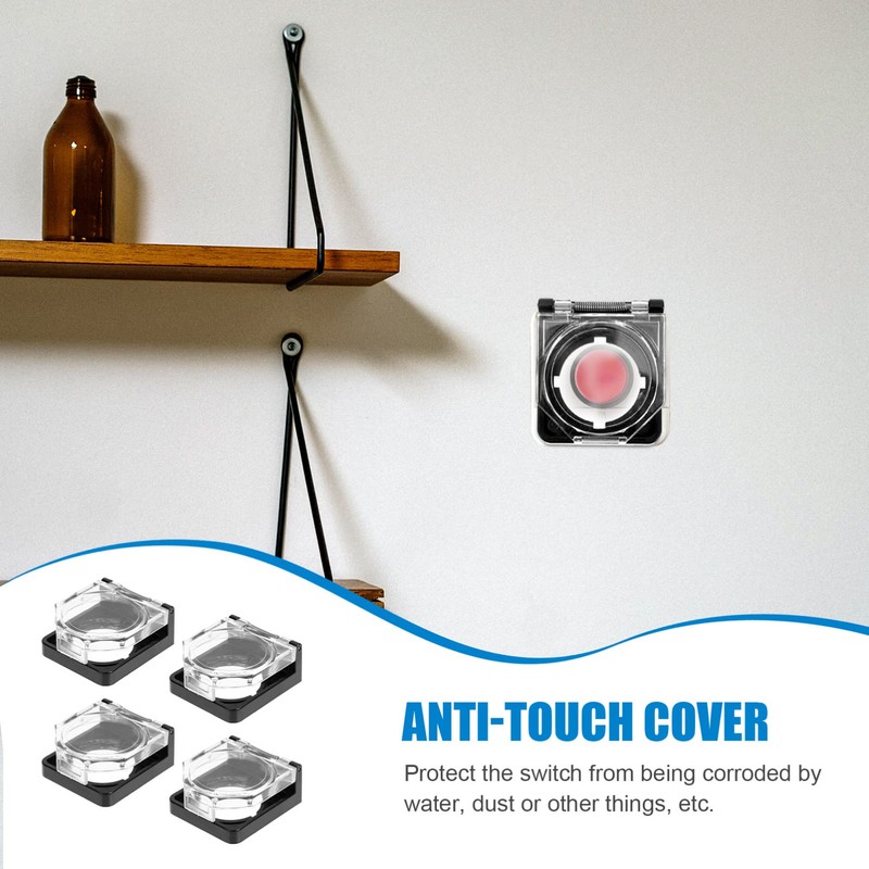 TOPBATHY Safety Push Button Switch Cover: 4 Pieces Clear Plastic