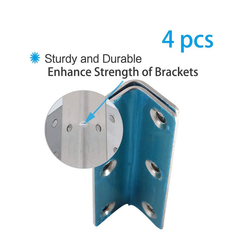 sourcing map 4pcs Angle Bracket Metal 80x20mm Corner Fastener L