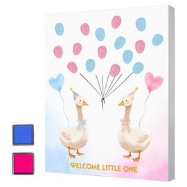 Gender Reveal Party Fingerprint Tree, Gender Reveal Fingerprint Leaves Tree, Baby Shower Guest Book, Animal Theme Gender Reveal Baby Shower Party, Fingerprint Guest Book Keepsake (Goose)