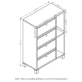 FURINNO Andrey Multipurpose Storage Cabinet, French Oak Grey/Black