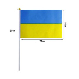 30 Pcs 14 x 21cm Ukraine Hand Flags Small Hand Held Ukraine Flag Mini Ukraine National Flags Hand Waving Flag for Festival Events