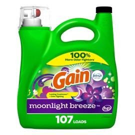 Gain + Aroma Boost Liquid Laundry Detergent, Moonlight Breeze Scent, 107 Loads, 154 fl oz, HE Compatible
