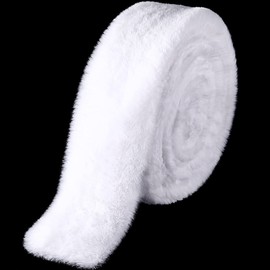 Christmas Faux Fur Ribbon Trim Winter Xmas Tree Winding Garland Artificial Furry Stripe Accessory Holiday Faux Fur Fabric Roll Garland for Xmas Party Sewing Costume Trimming (White, 3 Inch x 20 Ft)