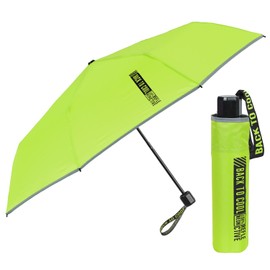 PERLETTI Umbrella Pocket Umbrella Blue Reflective Children Boys Rain Umbrella Compact Small Windproof Children's Umbrella 7+ Years Windproof Safe Colourful Diameter 91 cm, neon yellow