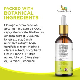 Organic Veda Moringa Face Oil - Hydrating, Fast Absorbing, Miracle Tree Antioxidants, Facial Serum - Organic Moringa Oil, Turmeric, Rose -Anti-Aging, Non-Greasy Day & Night Beautifying Oil -50ml