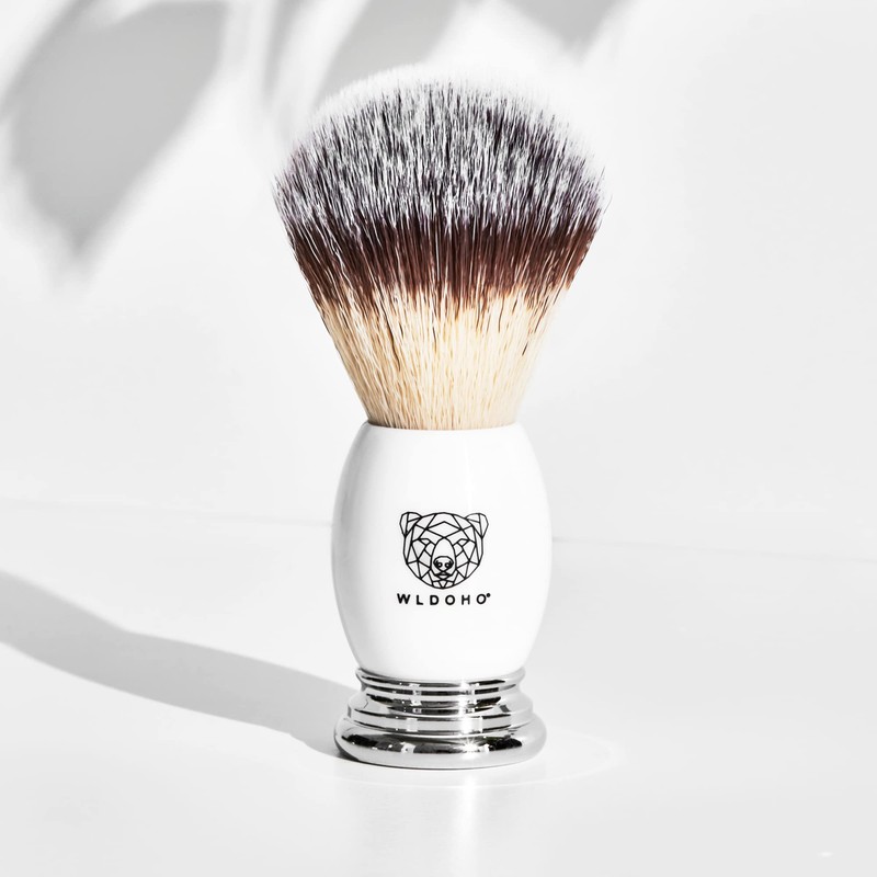 WLDOHO Vegan Shaving Brush with Wooden Handle Made of High-Quality