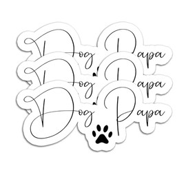 (3Pcs) Dog Papa Sticker Dog Dad Paw Print Stickers Waterproof Vinyl Decals Decorate Books Laptops Phones Water Bottles Tumblers, Father's Day Gifts for Papa Grandpa or Dad, 3" x 1.4"