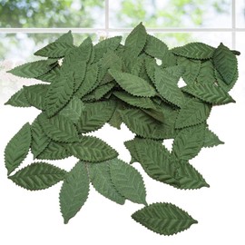 Wohlstand Artificial Silk Leaves Fake Green Foliage Autumn Leaves Artificial Flowers Wedding Garden Decoration for DIY Garland Party Wedding Garden Decoration Pack of 100