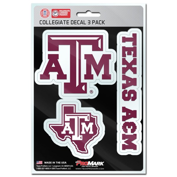 Fanmats Texas A&M University 3 Piece Decal Set, One Size, Maroon (61059)