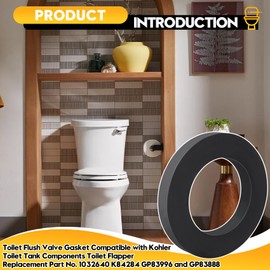 4 in. Toilet Flush Valve Gasket, Compatible with Kohler Toilet Tank Components, Replacement Part No. 1032640, K84284, GP83996 and GP83888