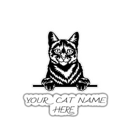 Customize Pet breed Sticker Decal With Your Cat Name, Custom Pet Decals For Your Car, Truck, SUV, Window, Laptop, Water Bottles, Phones And Wall 5 Inch (Domestic)