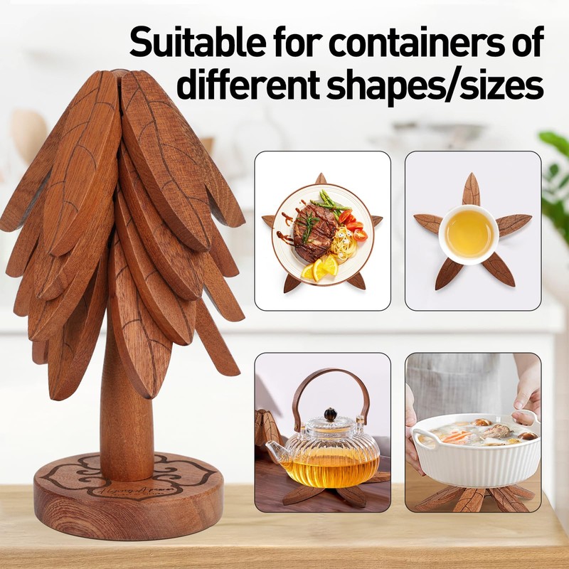 Life Tree Coaster for Hot Dishes,4 Texture Trivets,Unique Energy Pattern