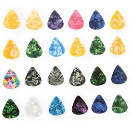 Guitar Picks - Celluloid Style Heart-Shaped Plectrums (Pack of 24)
