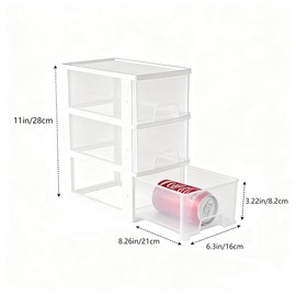 Gonice Small 3 Drawer Storage Organizer, White Plastic Drawer Storage, Small Desktop Organizer for Home, Office