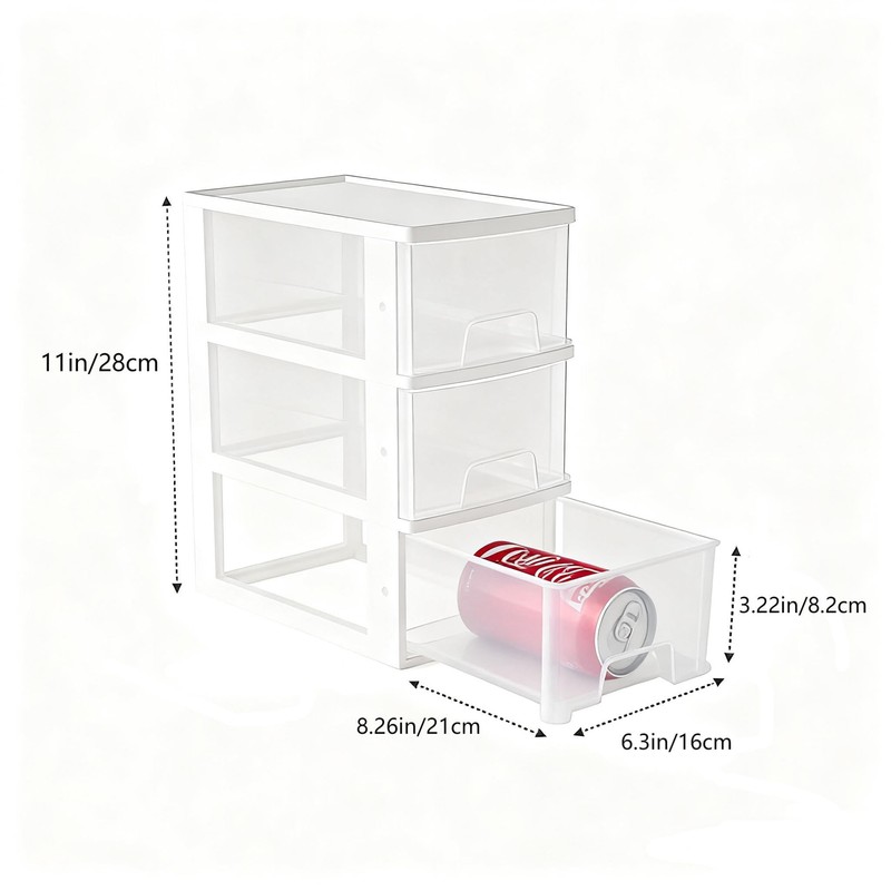 Gonice Small 3 Drawer Storage Organizer, White Plastic Drawer Storage,