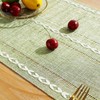 LOMOHOO Cotton Linen Table Runner Green Embroidered Farmhouse Table Runners