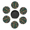 Famame 6 Pcs Hawaiian Tiki Tropical Leaves Leather Coasters for