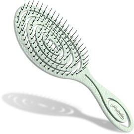 Ninabella Organic Detangle Hair Brush for Women, Men & Children - Does not Pull the Hair - Hair Straightening Brushes for Curly, Straight & Wet Hair - Unique Spiral Hairbrush - green