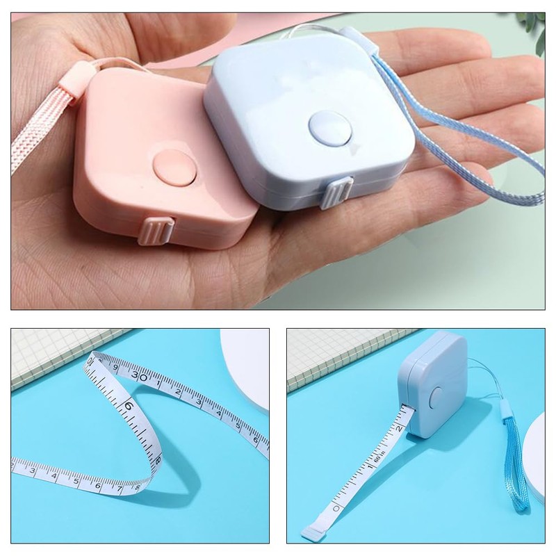 2 PCS Soft Tape Measure Retractable Push Button Measuring Tape
