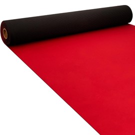 Boao Neoprene Carpet Runner Reusable Plastic Floor Runner Non Slip Rubber Backed Rugs for Hallway Aisle Carpet Roll for Wedding Party Decor Prom Business Outdoor(10 x 3 ft,Red)