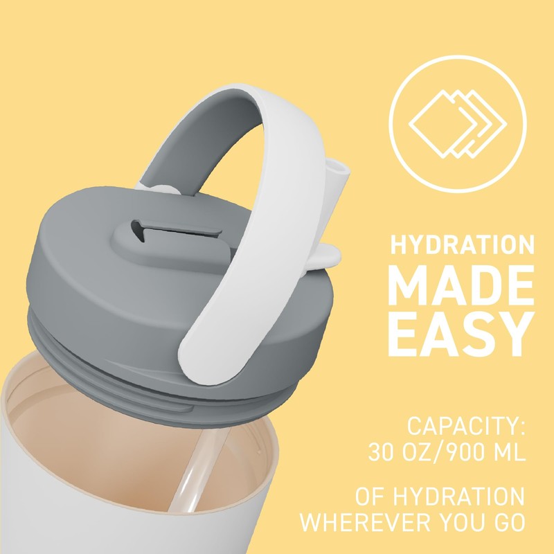 Asobu Orbit 30oz/900ml Water Bottle, Sleek Insulated Bottle with Pop-Up
