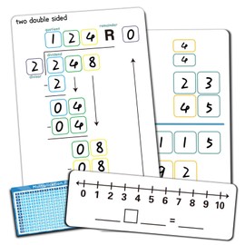 Set of Dry Erase Addition, Subtraction, Multiplication, and Division Practice White Board, Mathematics Board with a 4" x 2.5" Multiplication Chart Board for Kids Students, Classroom and Home