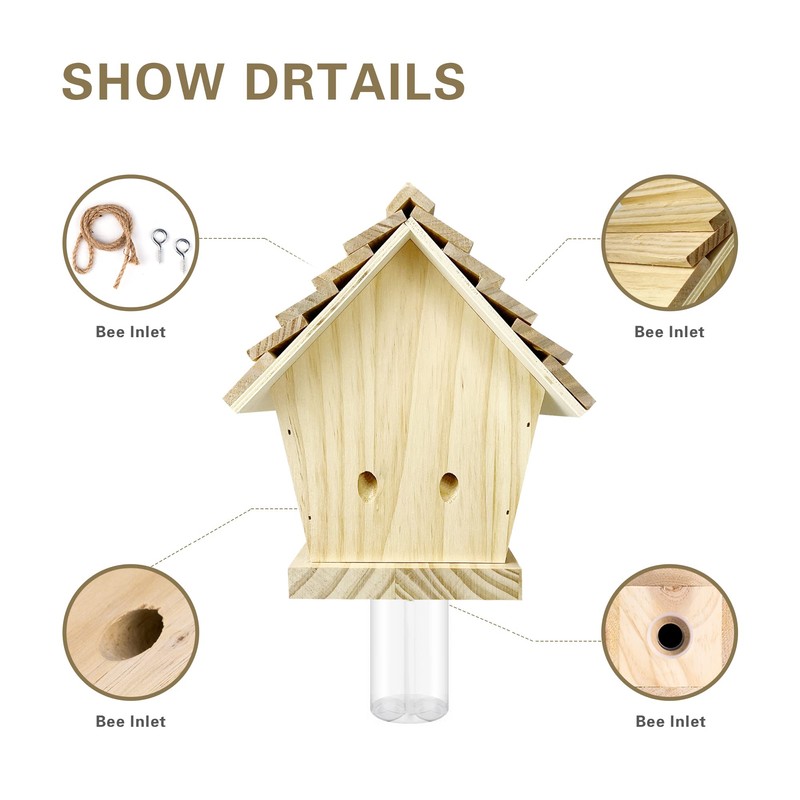 GAW Nature Wood Chalet Style Carpenter Bee Traps for Outdoors,