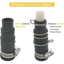 Dishwasher Drain Hose Adapter Compatible with Insin-kerator Garbage Disposals, Disposal Drain Hose Connector,Dishwasher Hose Connector Include 1 Hose Clamp,1 Inlet Connector, 3 Spring Clamps