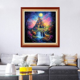 Foxhool Stamped Cross Stitch Kits,11CT Printed Cross Stitch Pattern Full Embroidery Kits for Beginner Needlepoint Kits& Magic Castle 18x18 inch