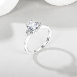 Oval Promise Ring Engagement Rings Cubic Zirconia Wedding Eternity Bands 18K White Gold Plated Cubic Zirconia for Women Size 8