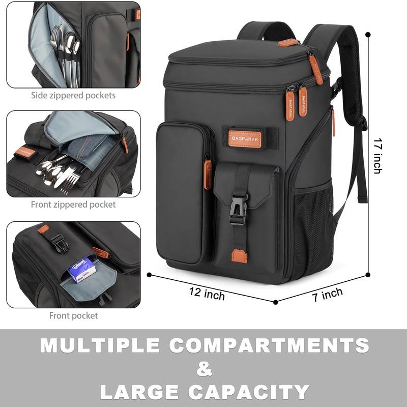 Insulated Cooler Backpack,Bagparkk 33 Cans Multifunctional Double Deck Leakproof Cooler