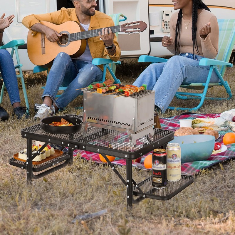 REDCAMP 35x16 Folding Grill Table for Outside with 2 Side