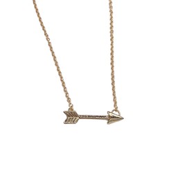 Tiny Horizontal Arrow Necklace, New Direction (Gold Tone) Miss Fit Boutique