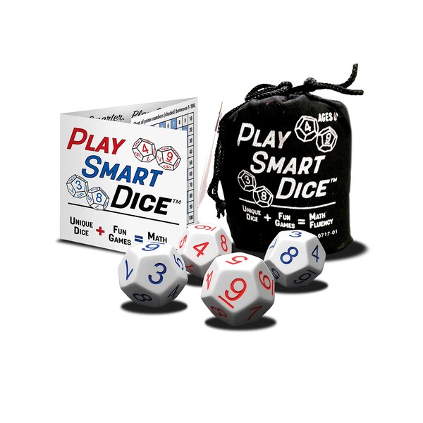 PlaySmart Dice: Uniquely Numbered Dice System with 5 Fun Math Games That Helps Kids Master Addition and Multiplication Skills