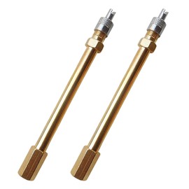 NHBETYS Pack of 2 Brass Valve Extension Car Valve Adapter 100 mm / 3.94 inch, Air Tyre Shaft Air Inflation Extender Stright Bore for Bicycle Valves Car Truck Motorcycle (Gold)