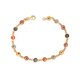 LeCalla 925 Sterling Silver 14K Gold Plated Protection Bracelet Jewelry Mixed Colorful Mini Turkish Evil Eye Bracelet for Women Teen 7.25 Inches